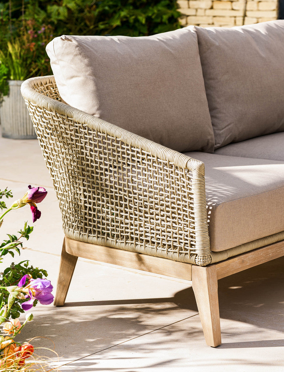 Lynton 3 Seater Sofa - Acacia Wood, Grey