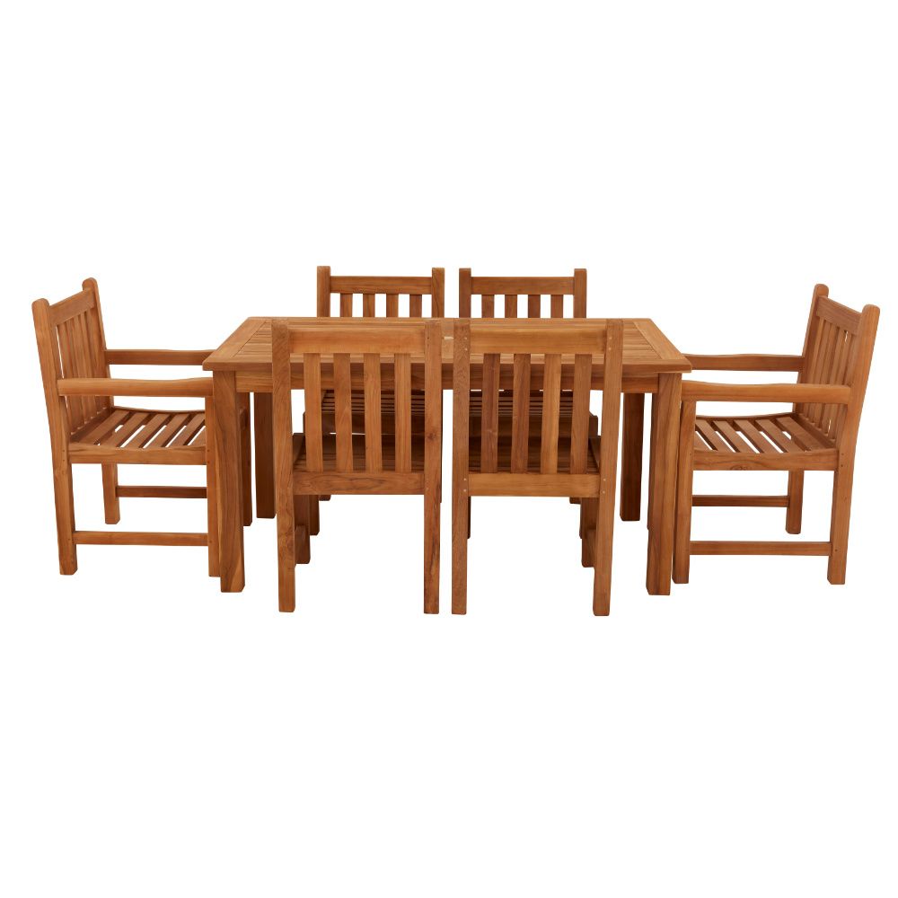 Marbrook Teak Table 150cm x 90cm & 6 Grisdale Armchairs