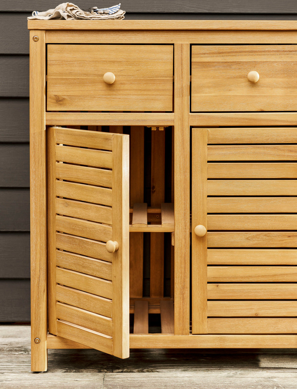 Stonesfield Outdoor Storage Two Doors - Acacia Wood, Natural