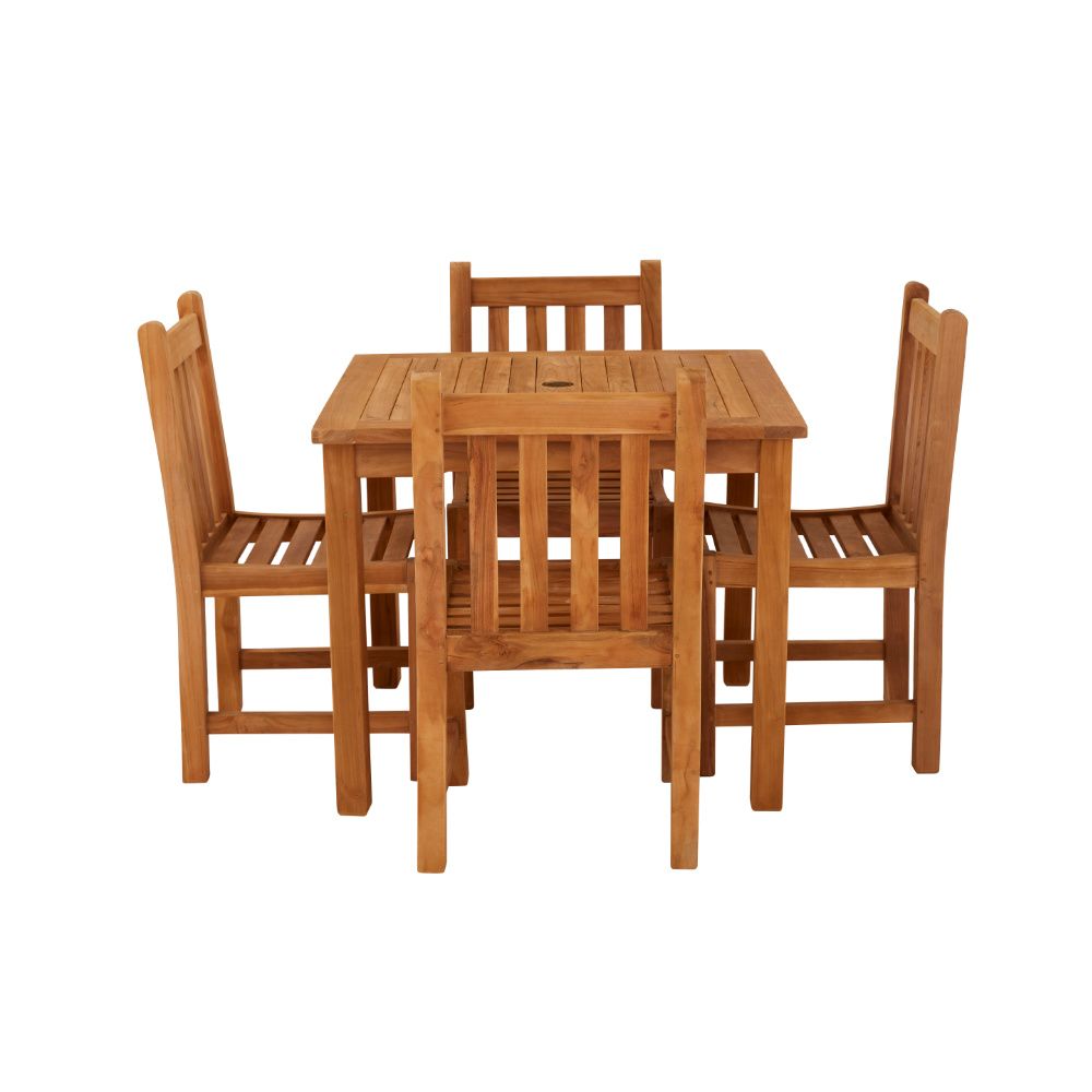 Marbrook Teak Table 90cm x 90cm & 4 Grisdale Side Chairs