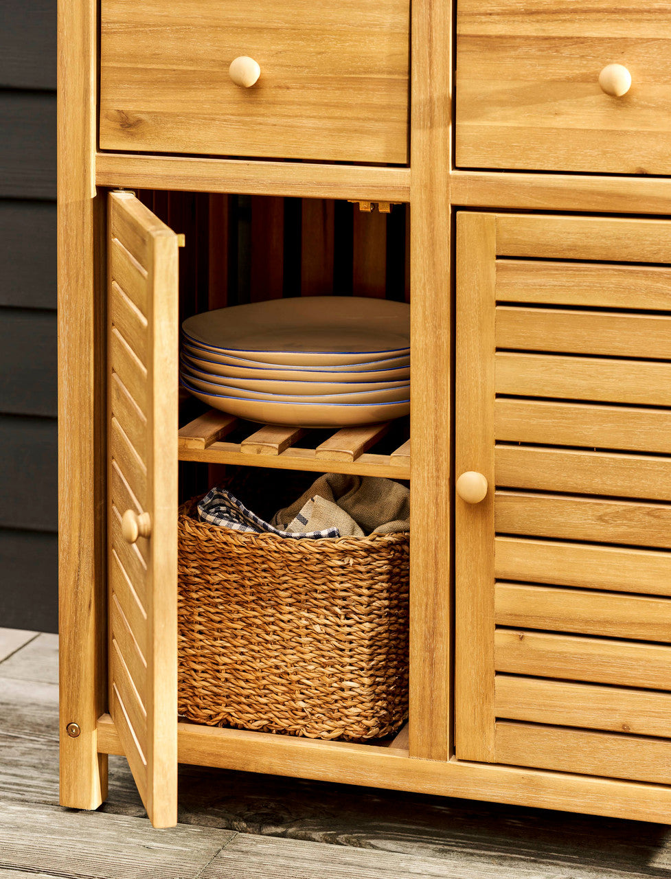 Stonesfield Outdoor Storage Two Doors - Acacia Wood, Natural