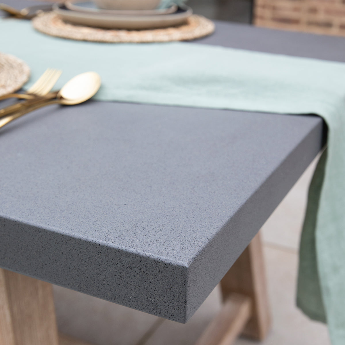 Chilford Dining Table - Acacia Wood & Polystone, Grey, Small