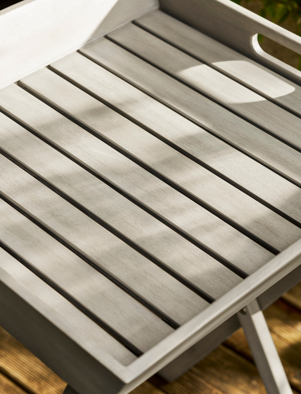 Letcombe Butlers Tray & Stand - Acacia Wood, Whitewash