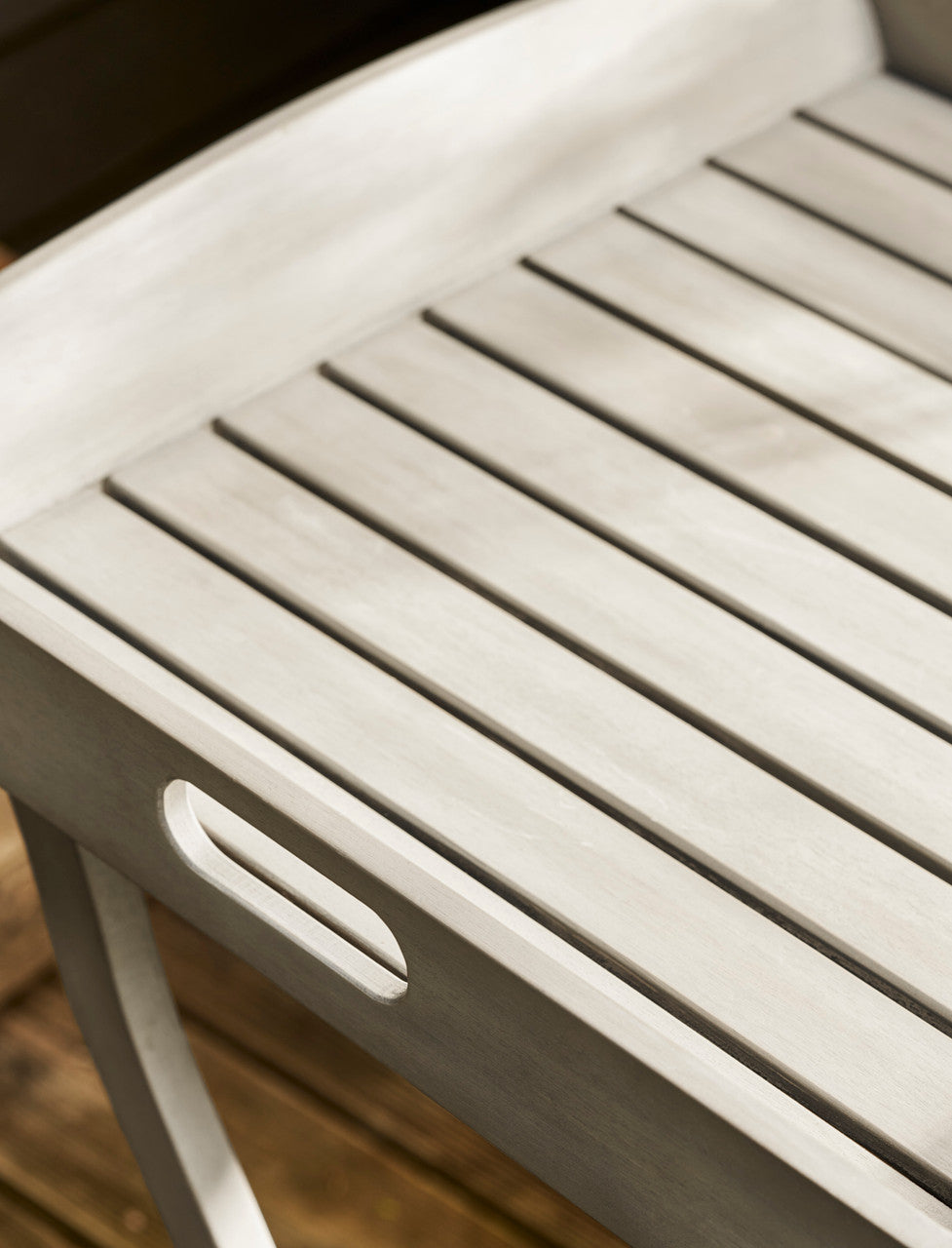 Letcombe Butlers Tray & Stand - Acacia Wood, Whitewash