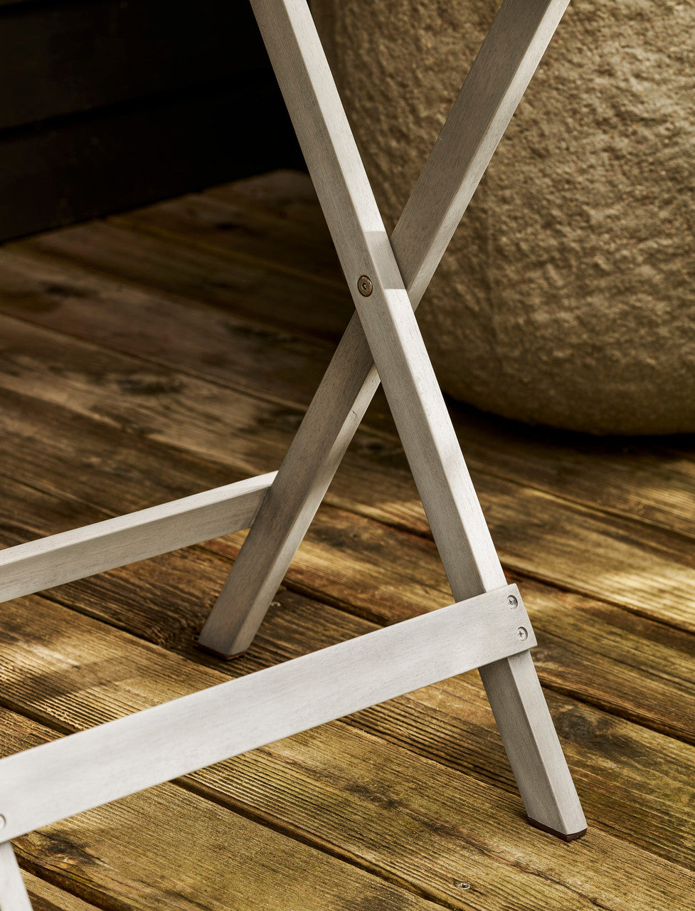 Letcombe Butlers Tray & Stand - Acacia Wood, Whitewash
