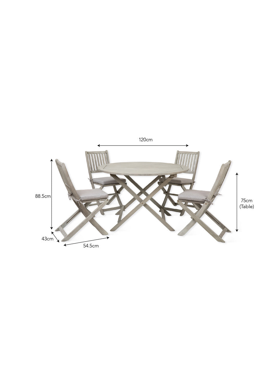 Letcombe 4 Seater Dining Set - Acacia Wood, Whitewash