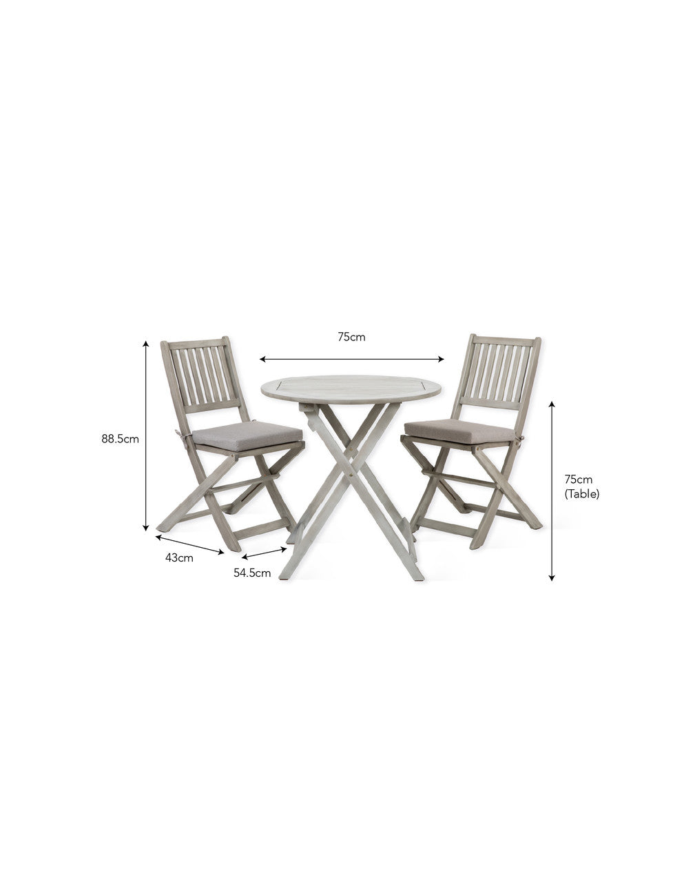 Letcombe Bistro Set - Acacia Wood, Whitewash