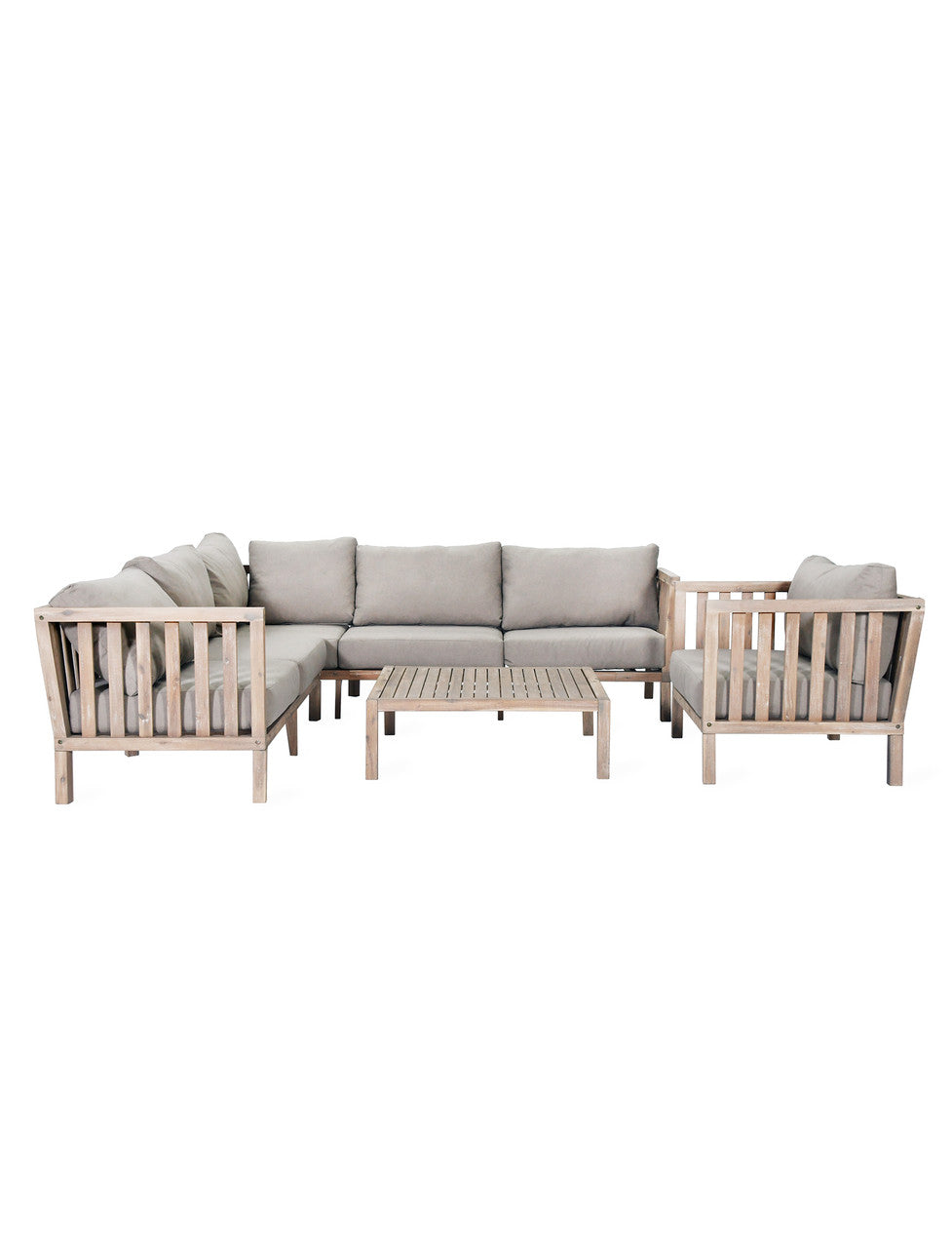 Porthallow Corner Sofa Set - Acacia Wood, Natural