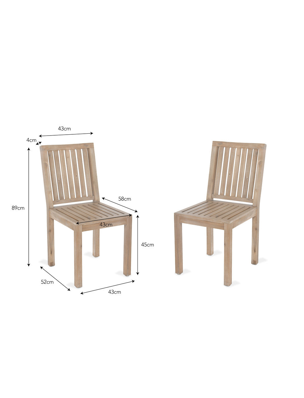 Porthallow Dining Chairs - Acacia Wood, Natural, Set of 2