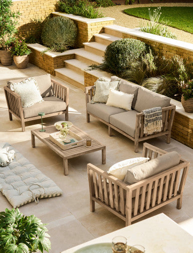 Porthallow 2 Seater Sofa Set - Acacia Wood, Natural