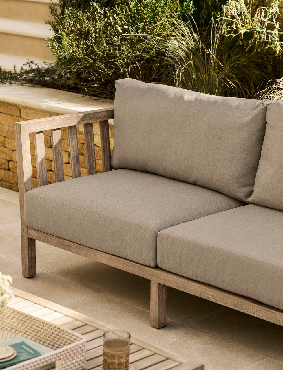 Porthallow 2 Seater Sofa Set - Acacia Wood, Natural