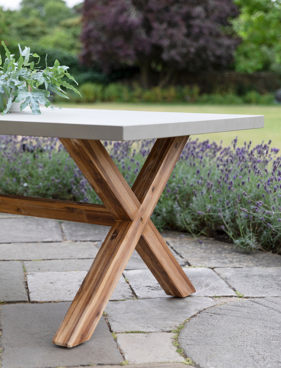 Burford Table - Acacia Wood & Polystone, Natural, Small