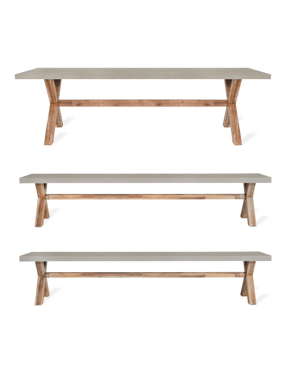 Burford Table & Bench Set - Acacia Wood & Polystone, Natural, Large