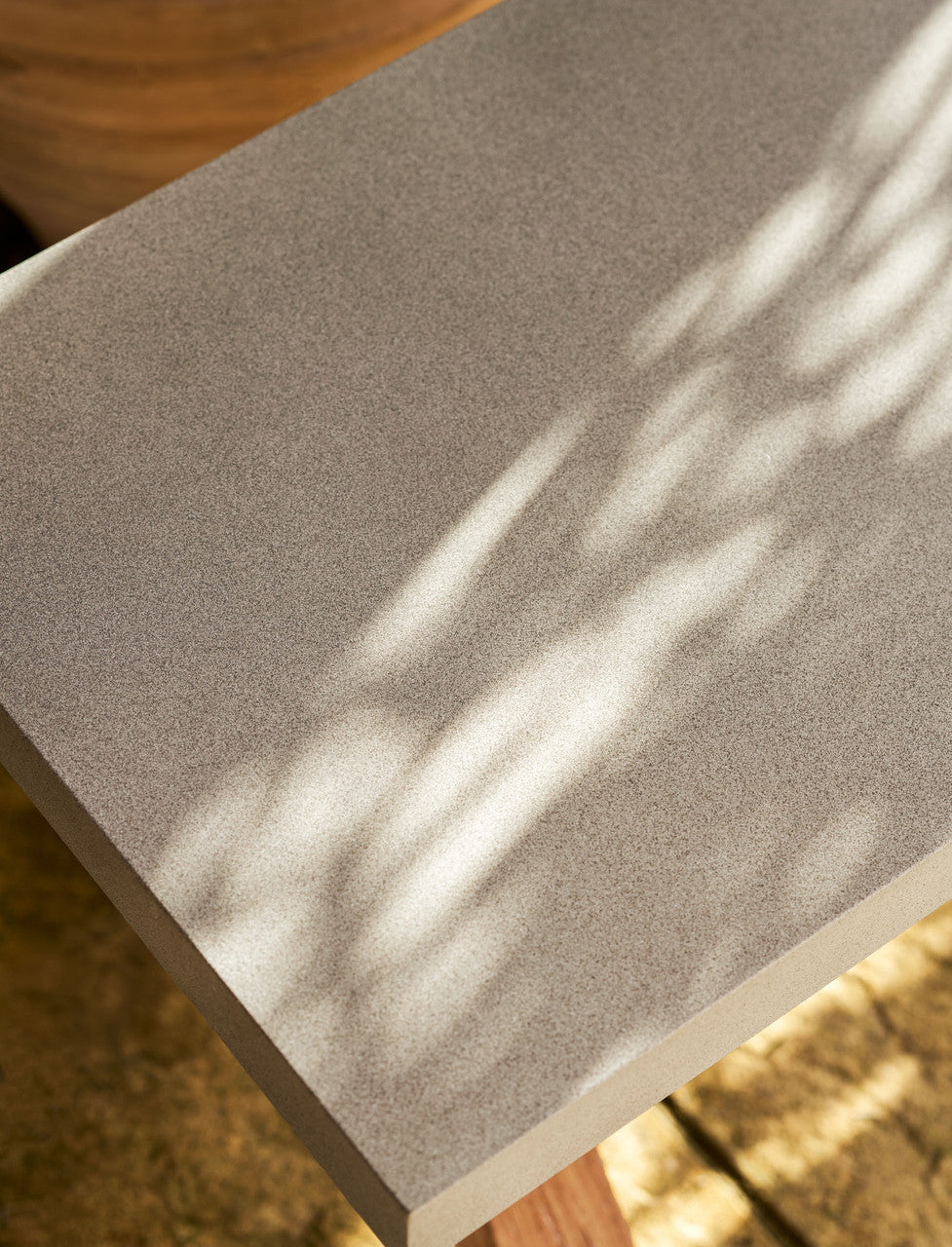 Burford Bench Grey - Acacia Wood & Polystone, Natural, Small