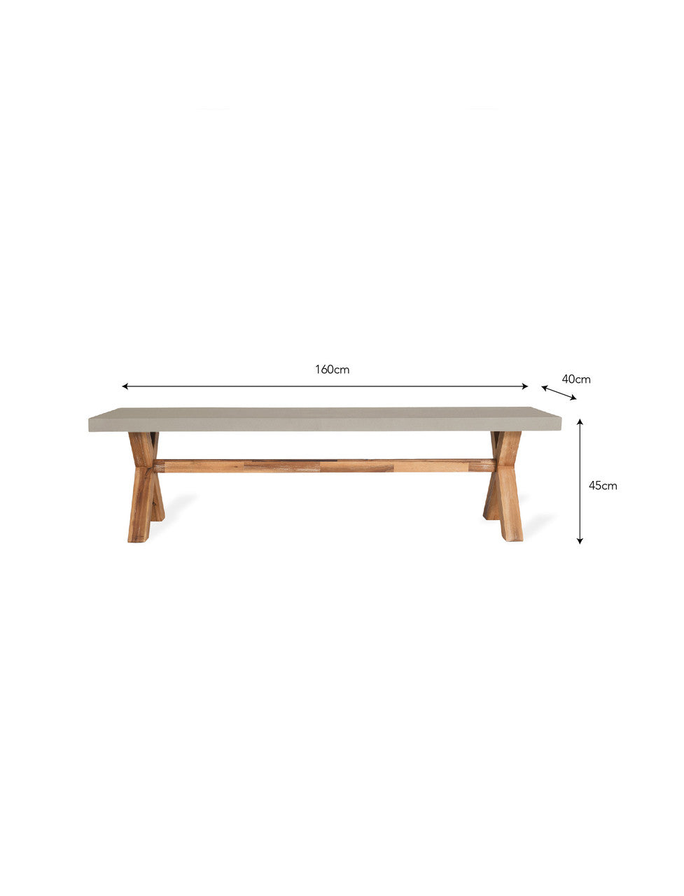 Burford Bench Grey - Acacia Wood & Polystone, Natural, Small