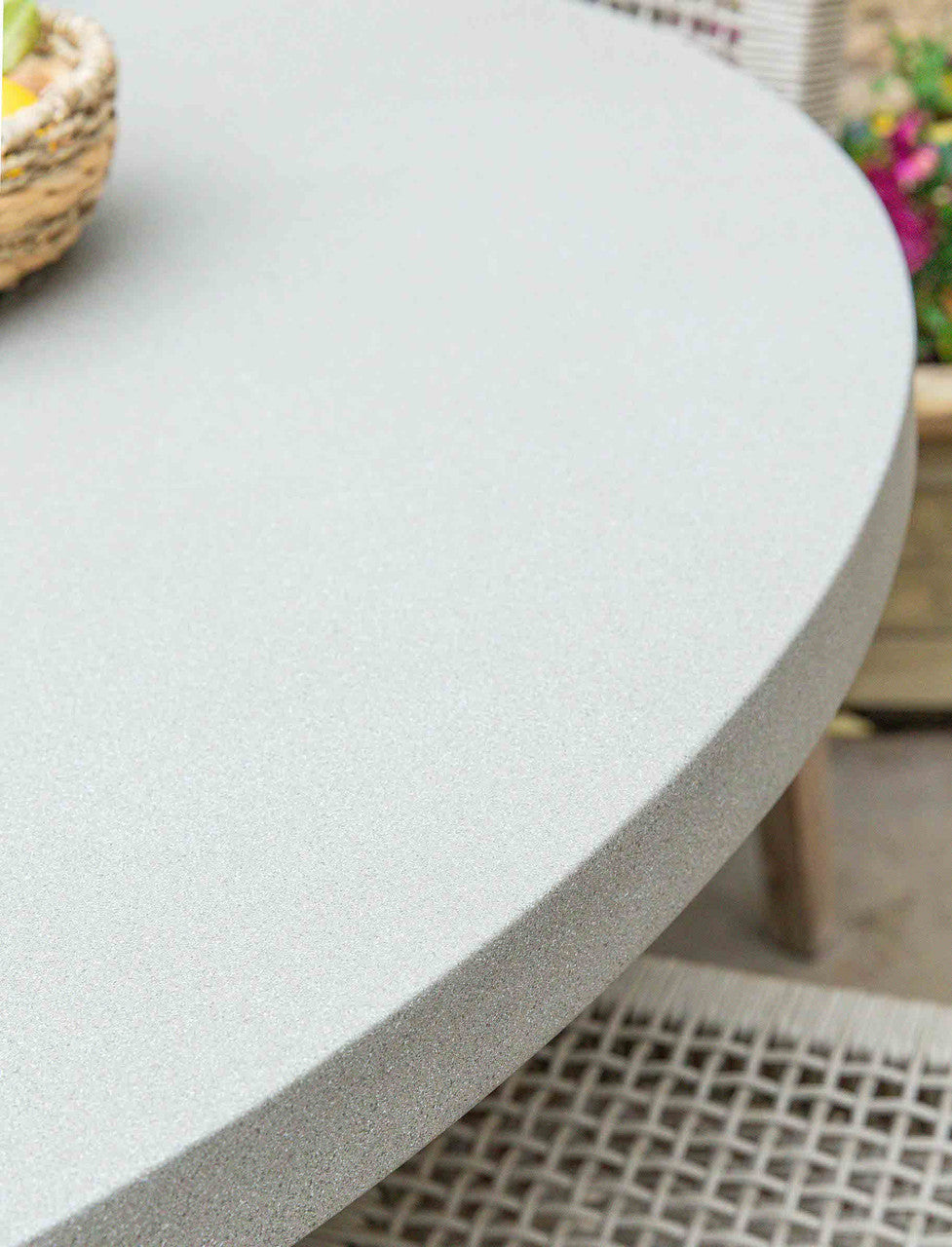 Burford Round Dining Table 120cm - Acacia Wood & Polystone, Grey