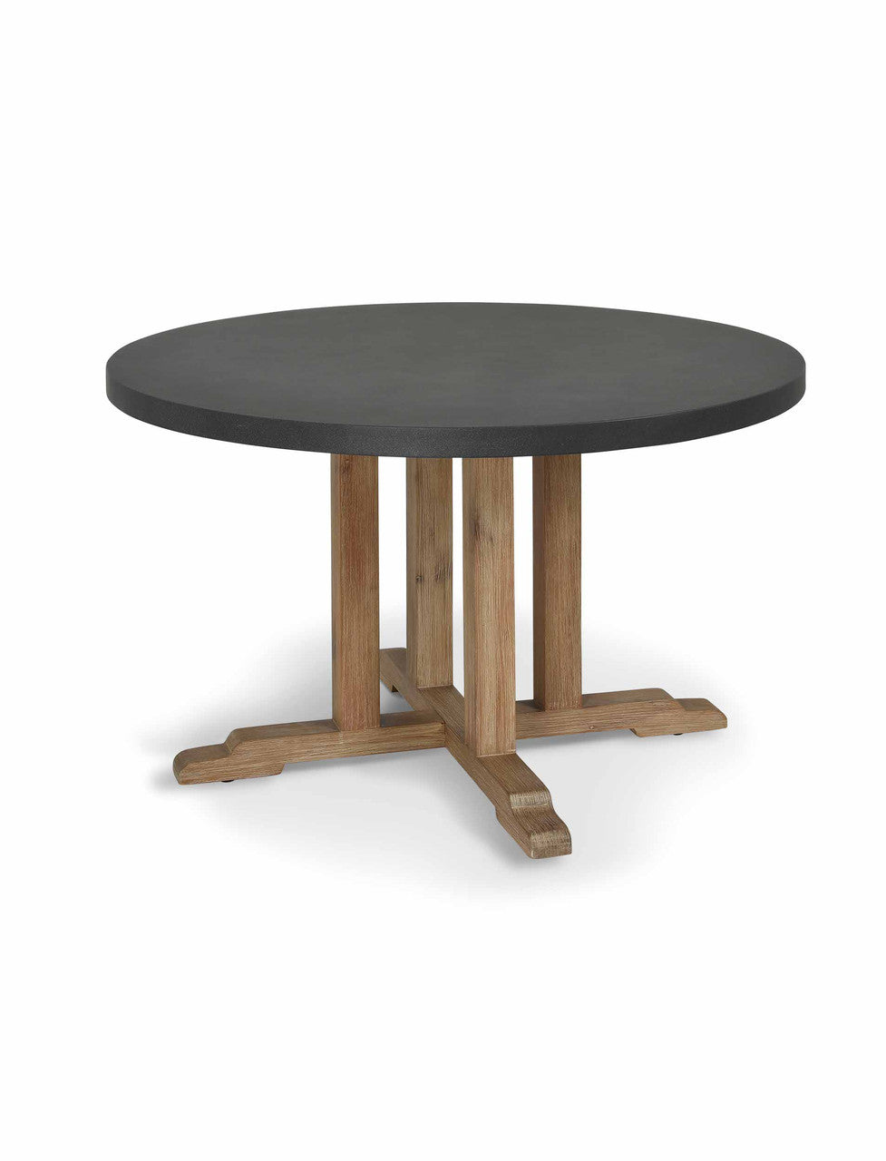 Burcot Round Dining Table Slate Grey - Acacia Wood & Polystone, Medium