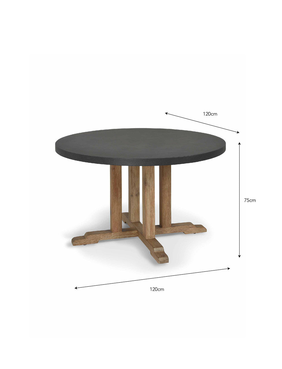 Burcot Round Dining Table Slate Grey - Acacia Wood & Polystone, Medium