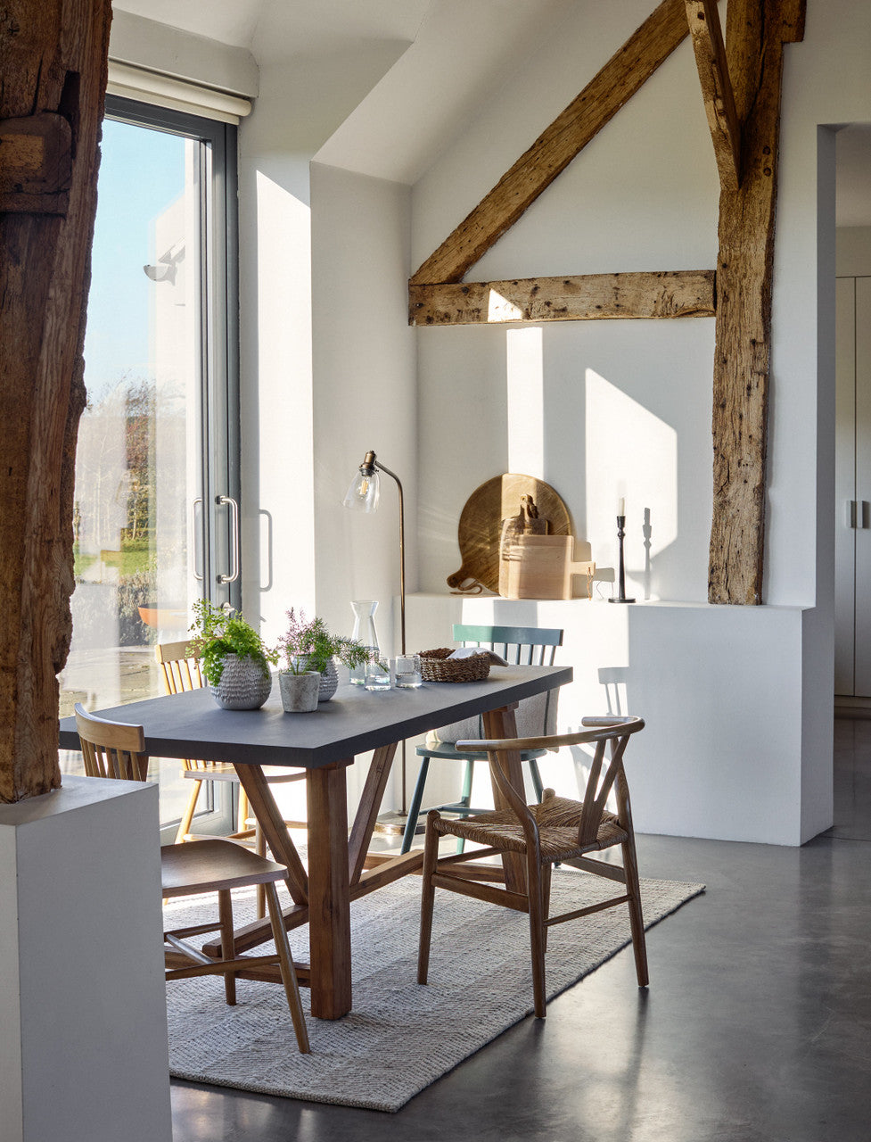 Chilford Dining Table - Acacia Wood & Polystone, Grey, Small