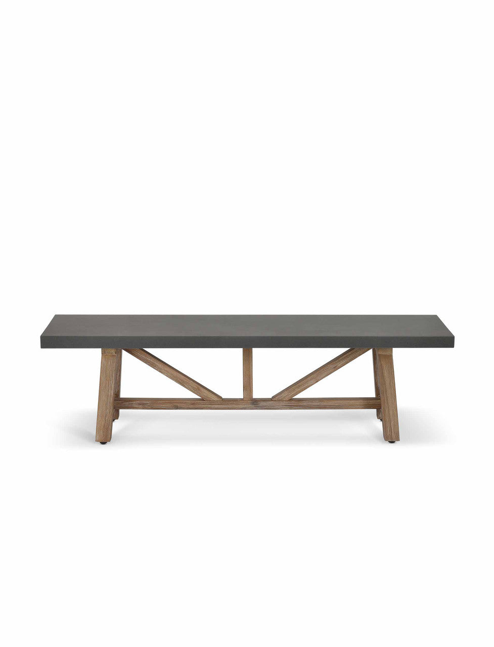 Chilford Bench - Acacia Wood & Polystone, Grey, Small