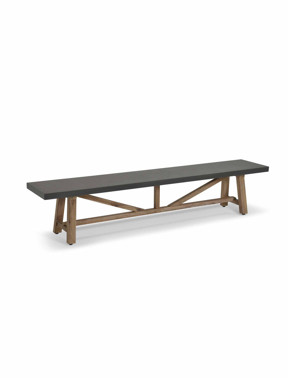 Chilford Bench - Acacia Wood & Polystone, Grey, Large