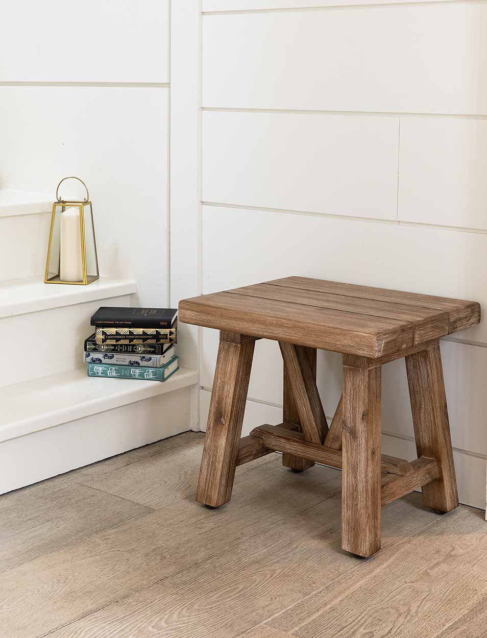 Chilford Solid Side Table Stool - Acacia Wood, Natural
