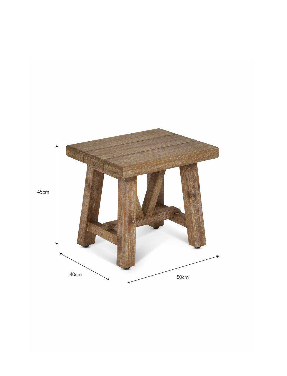 Chilford Solid Side Table Stool - Acacia Wood, Natural