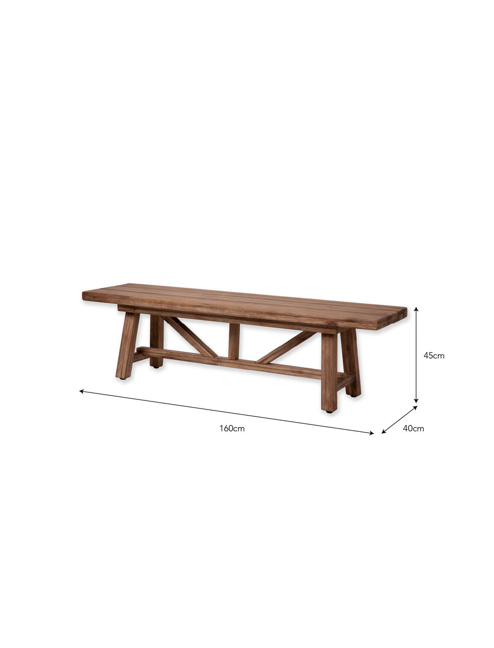 Chilford Solid Bench - Acacia Wood, Natural, Small