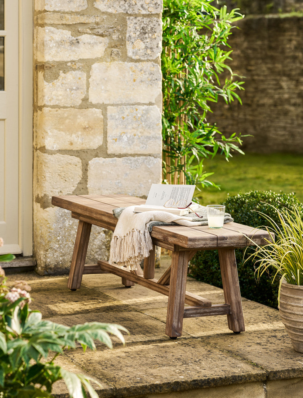 Chilford Solid Bench - Acacia Wood, Natural, Small