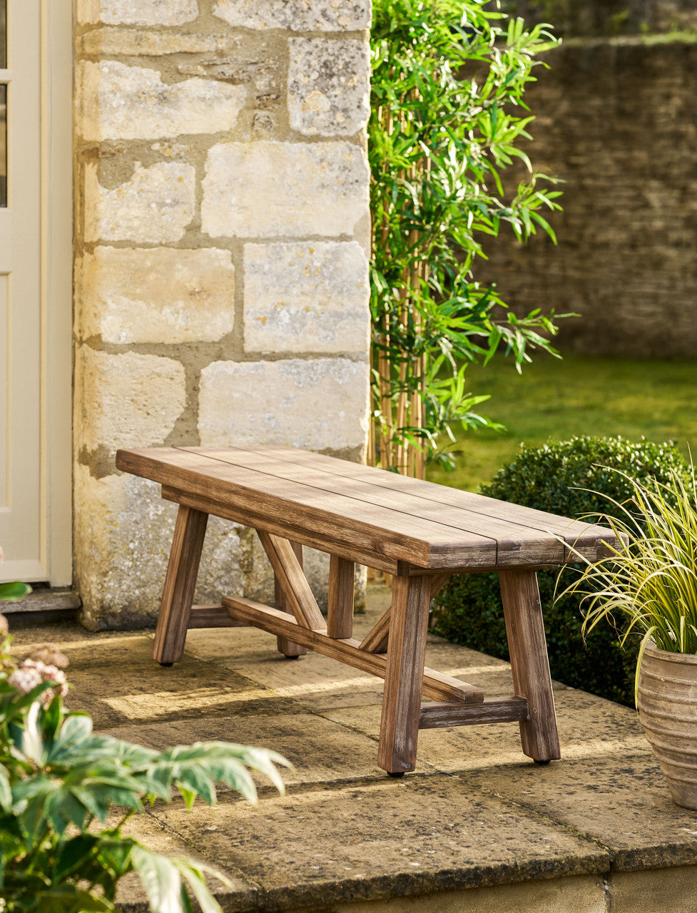 Chilford Solid Bench - Acacia Wood, Natural, Small