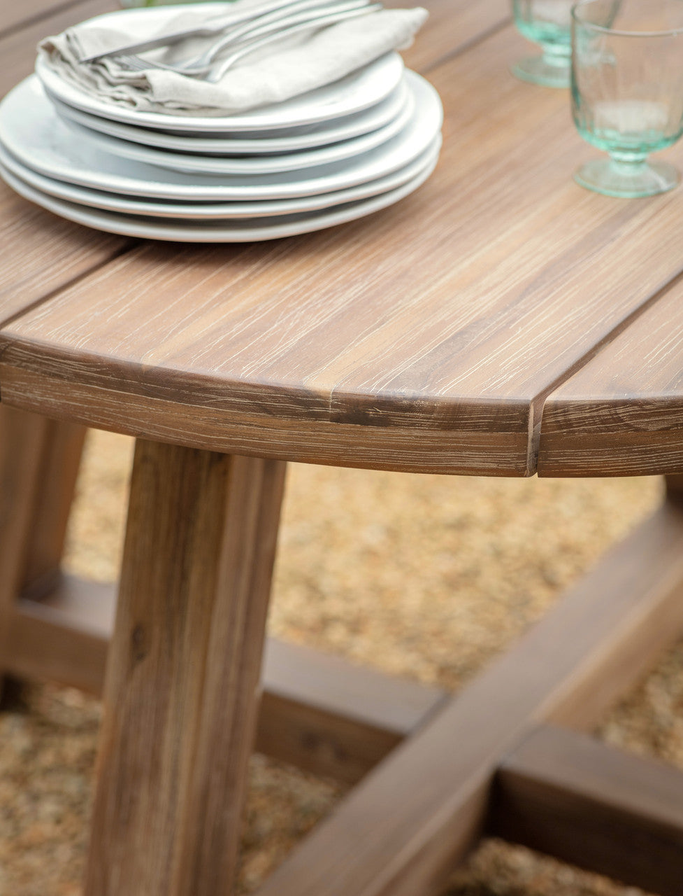 Chilford Solid Round Dining Table - Acacia Wood, Natural