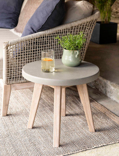Lynton Round Side Table - Acacia Wood, Grey