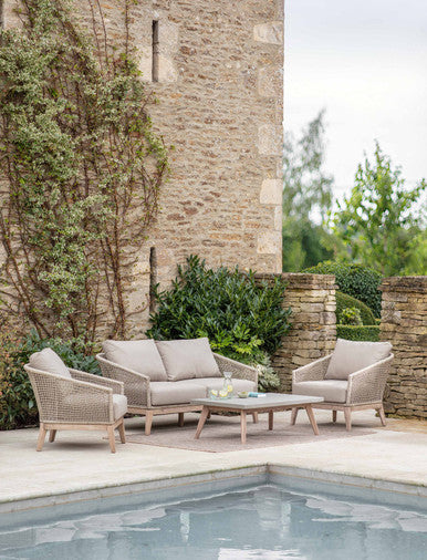 Lynton 2 Seater Sofa Set - Acacia Wood, Grey