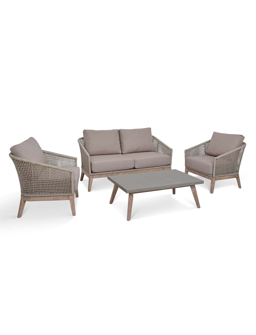 Lynton 2 Seater Sofa Set - Acacia Wood, Grey