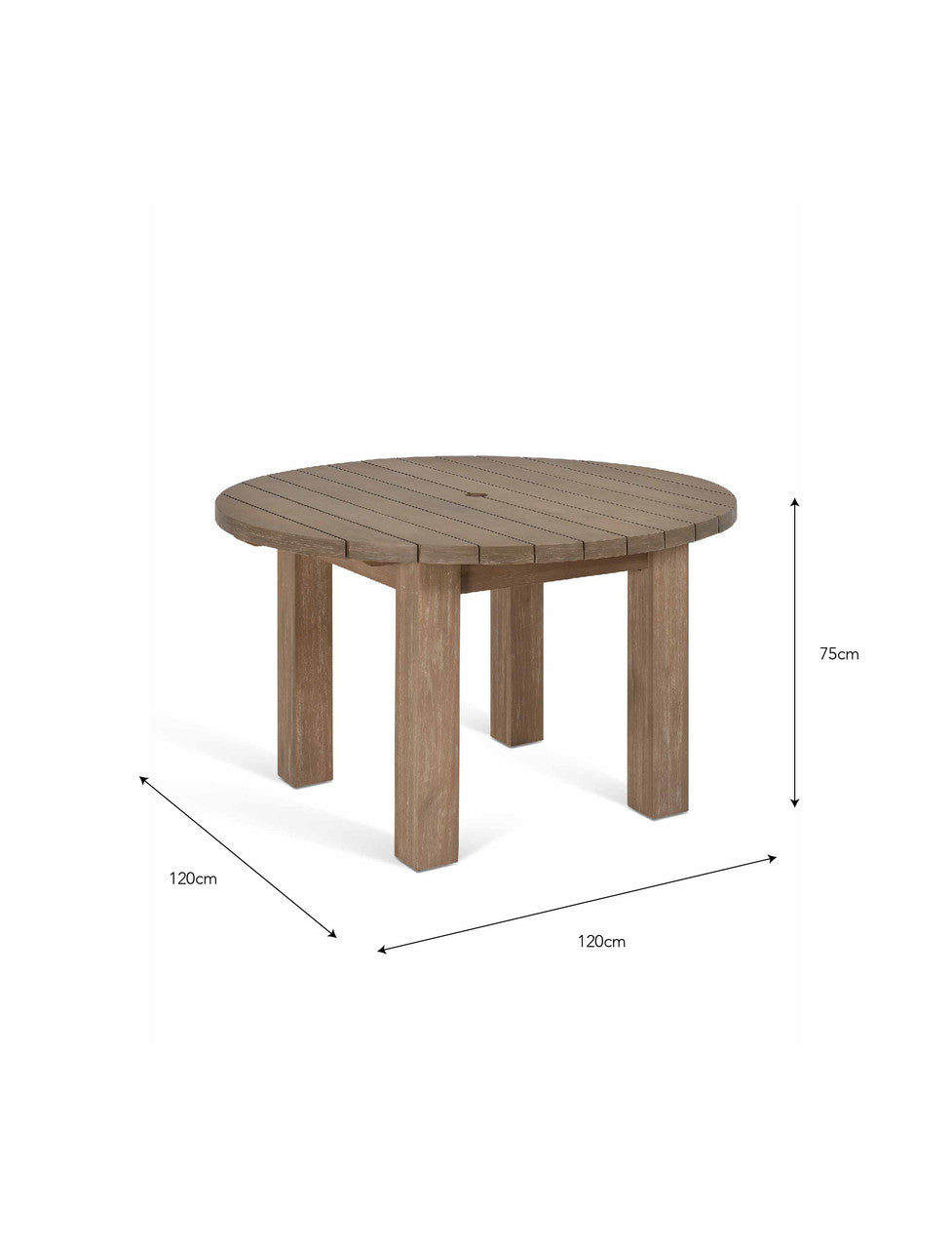 Porthallow Round Dining Table - Acacia Wood, Natural, Medium