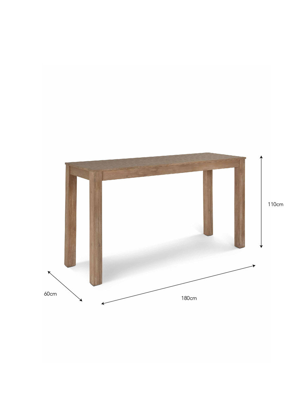 Porthallow Rectangular Bar Table - Acacia Wood, Natural