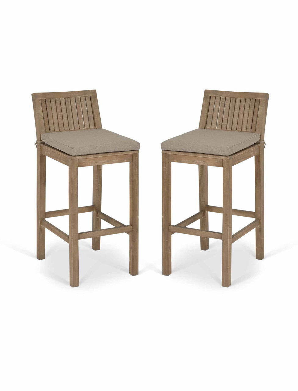 Porthallow Bar Stool - Acacia Wood, Natural, Set of 2