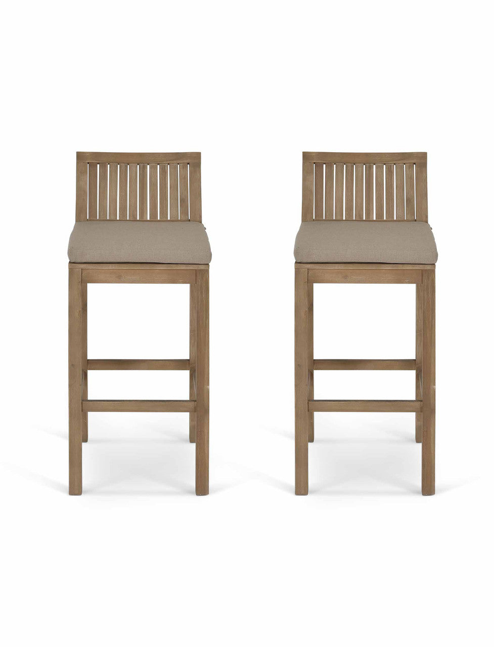 Porthallow Bar Stool - Acacia Wood, Natural, Set of 2