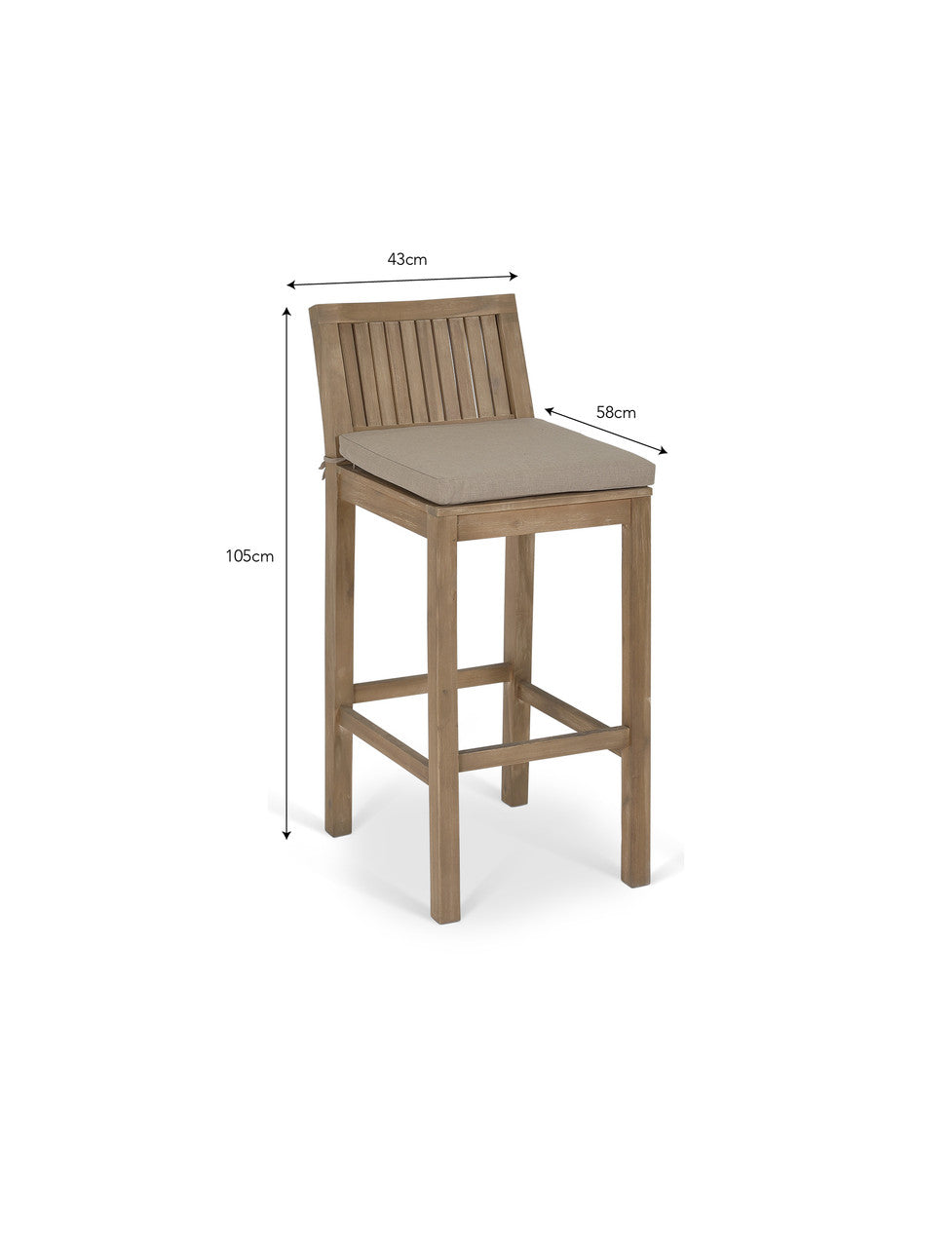 Porthallow Bar Stool - Acacia Wood, Natural, Set of 2