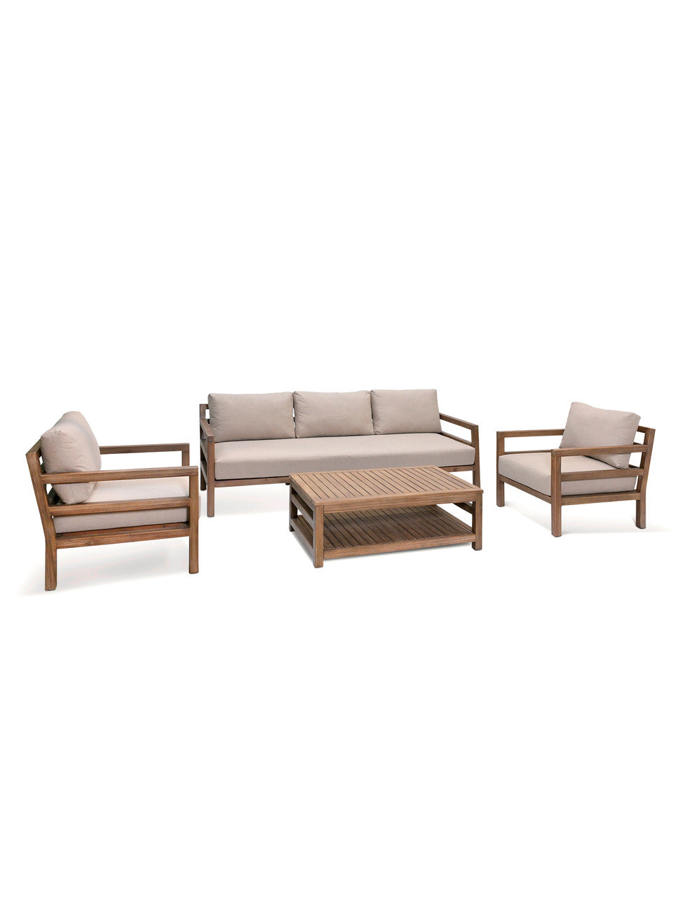 Sandridge 3 Seater Sofa Set - Acacia Wood, Dark Natural