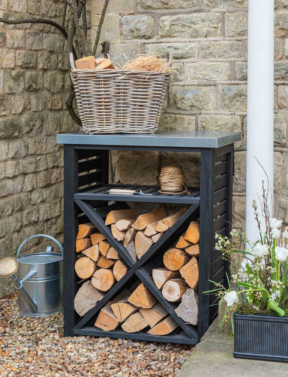 Moreton Cross Log Store - Spruce, Black, Small