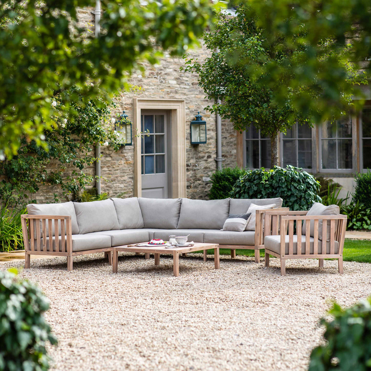 Porthallow Corner Sofa Set - Acacia Wood, Natural