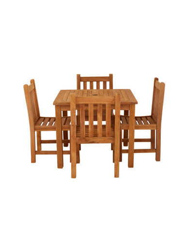 Marbrook Teak Table 90cm x 90cm & 4 Malvern Side Chairs