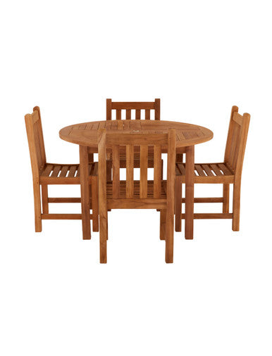 Churn Teak Round Table 120cm & 4 Grisdale Side Chairs
