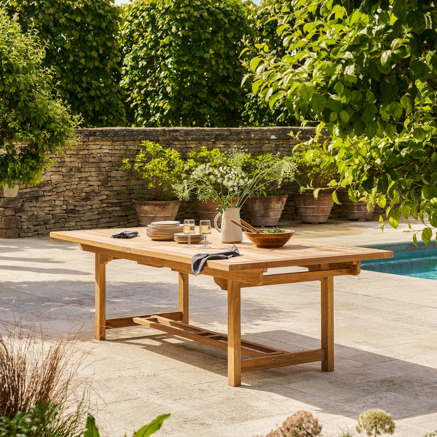 Arrow Teak Rectangular Extending Dining Table 240-300cm