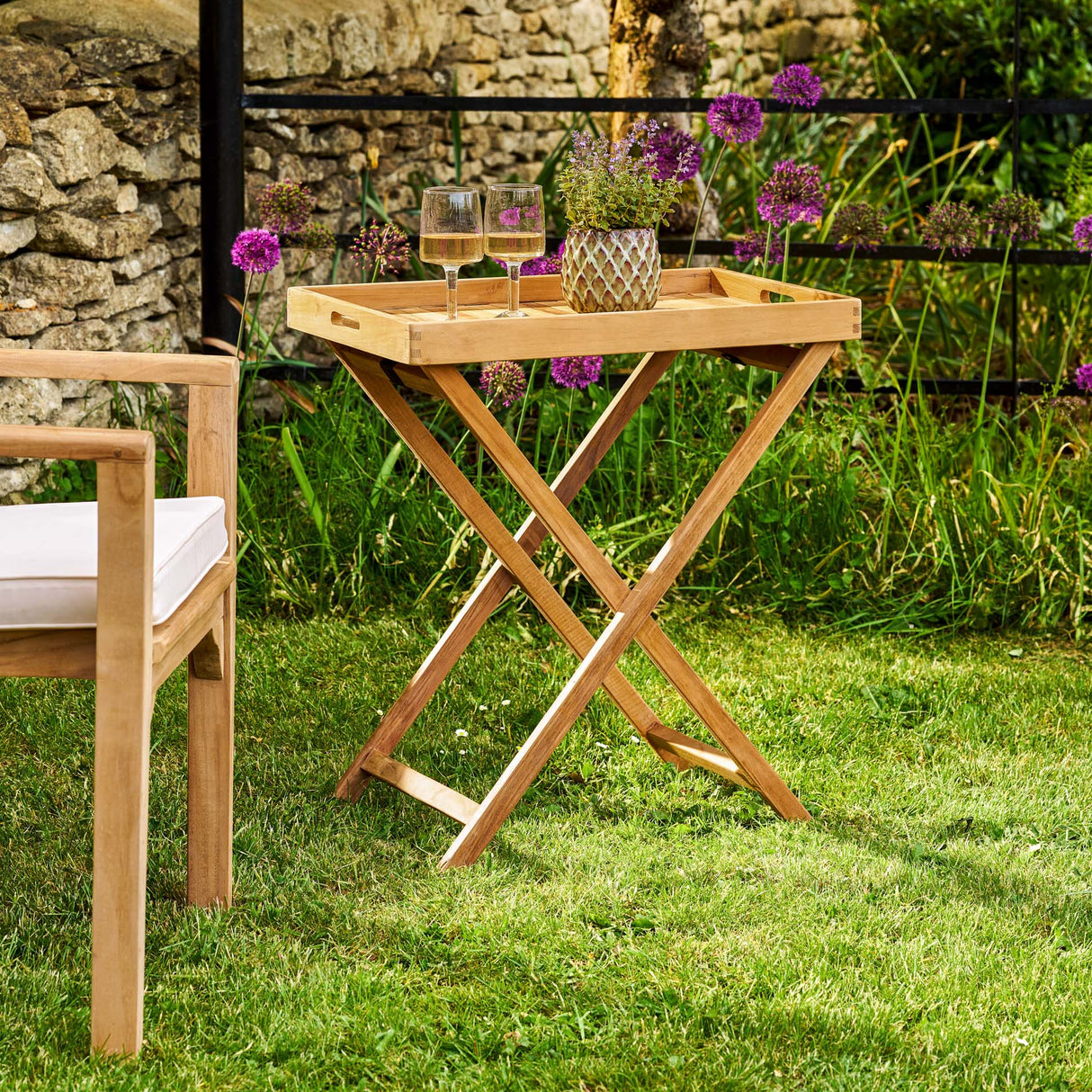 Hidcote Teak Butlers Tray 55cm x 40cm & Folding Stand