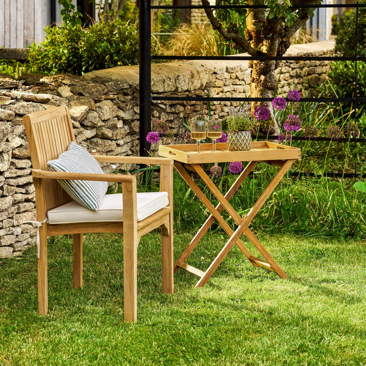 Hidcote Teak Butlers Tray 55cm x 40cm & Folding Stand