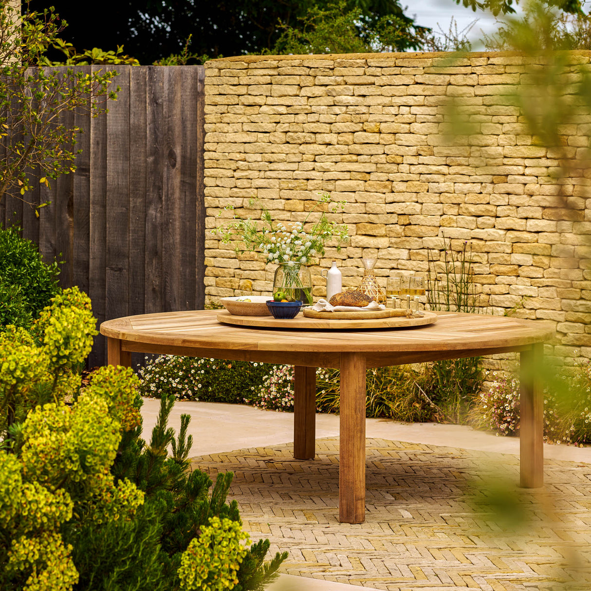 Churn Teak Round Deep Table 210cm