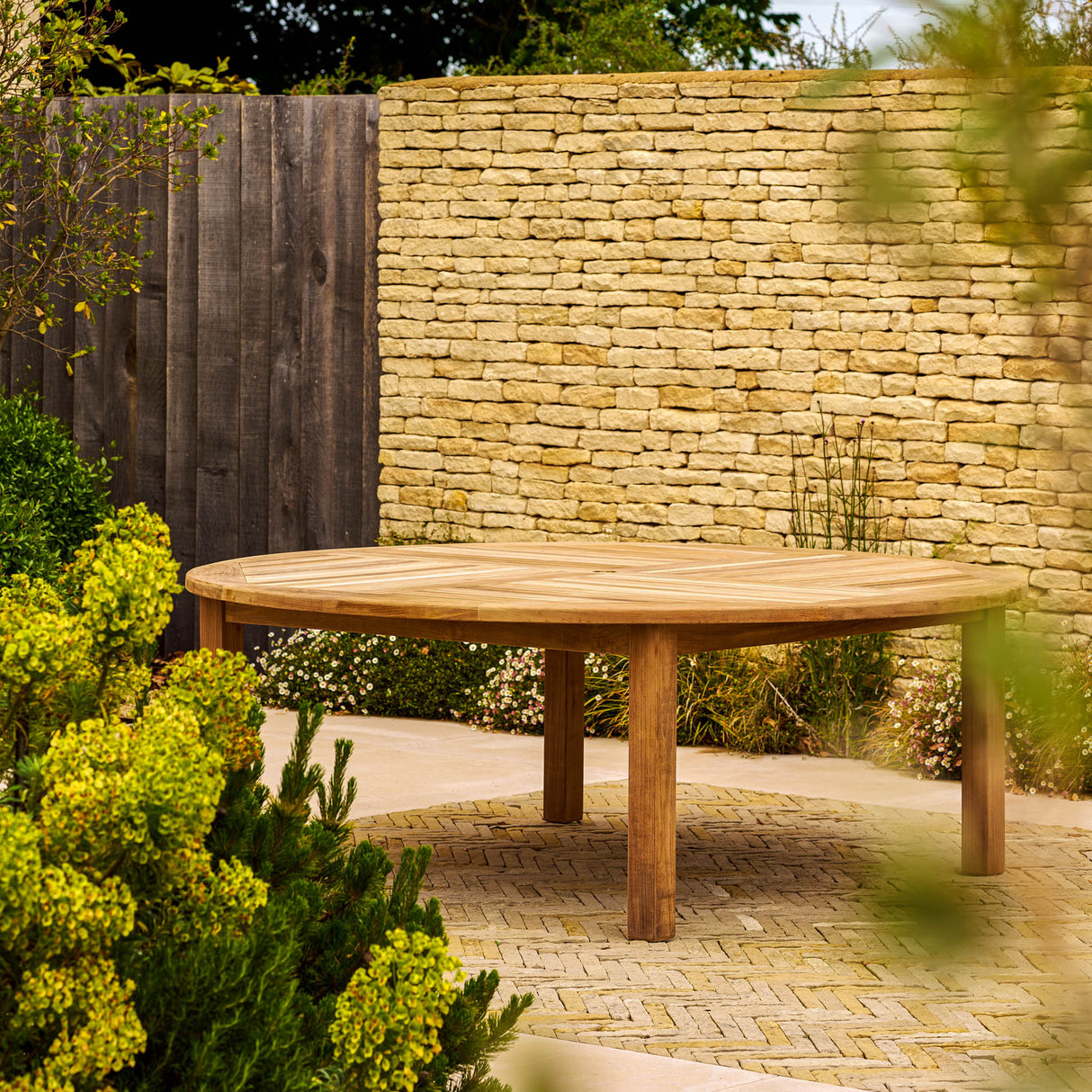 Churn Teak Round Deep Table 210cm