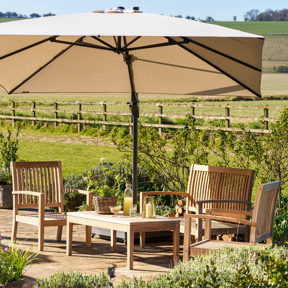 Comfort Teak 4 Seater & Coffee Table Set